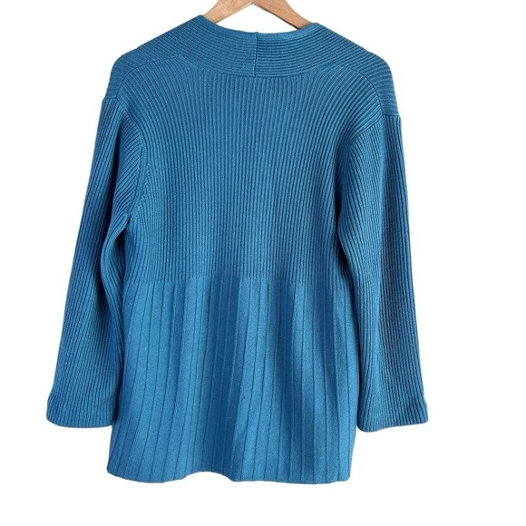 Eileen Fisher Merino Wool Ribbed Single‎ Button Cardigan in Teal, Size Medium - Picture 9 of 12
